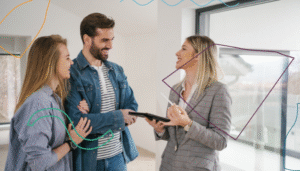 agent showing a home with clients